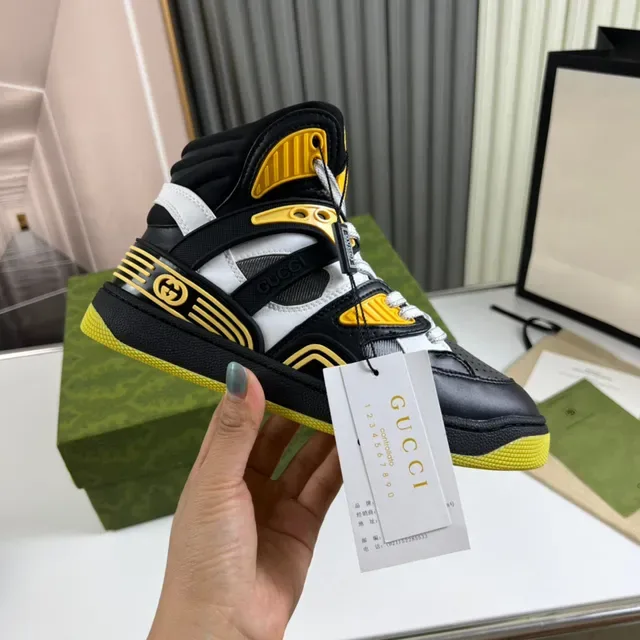 Gucci Screener High-Top Noir Jaune Blanc Chaussures Lifestyle 5