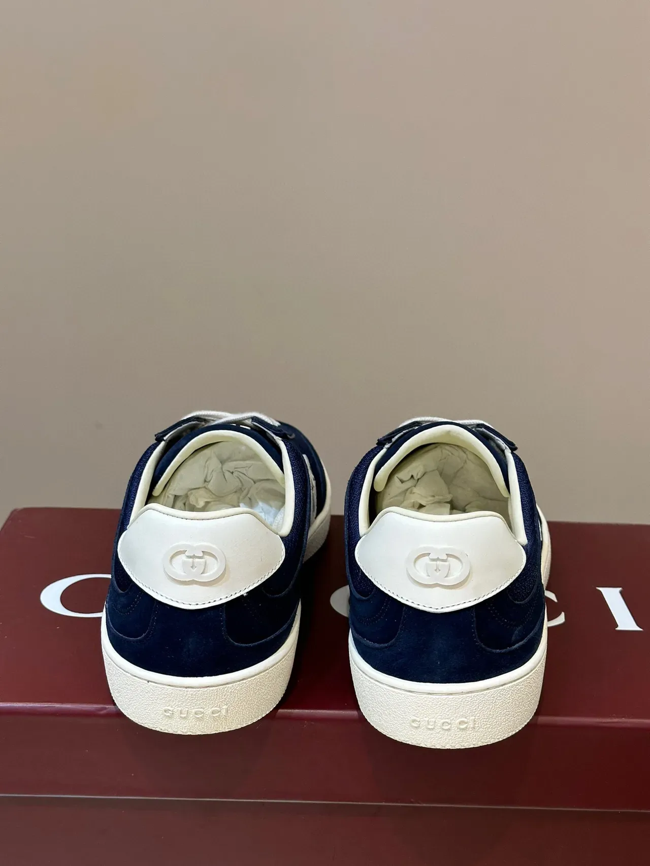 Gucci Screener Navy Blue and White Lifestyle Sneakers 6