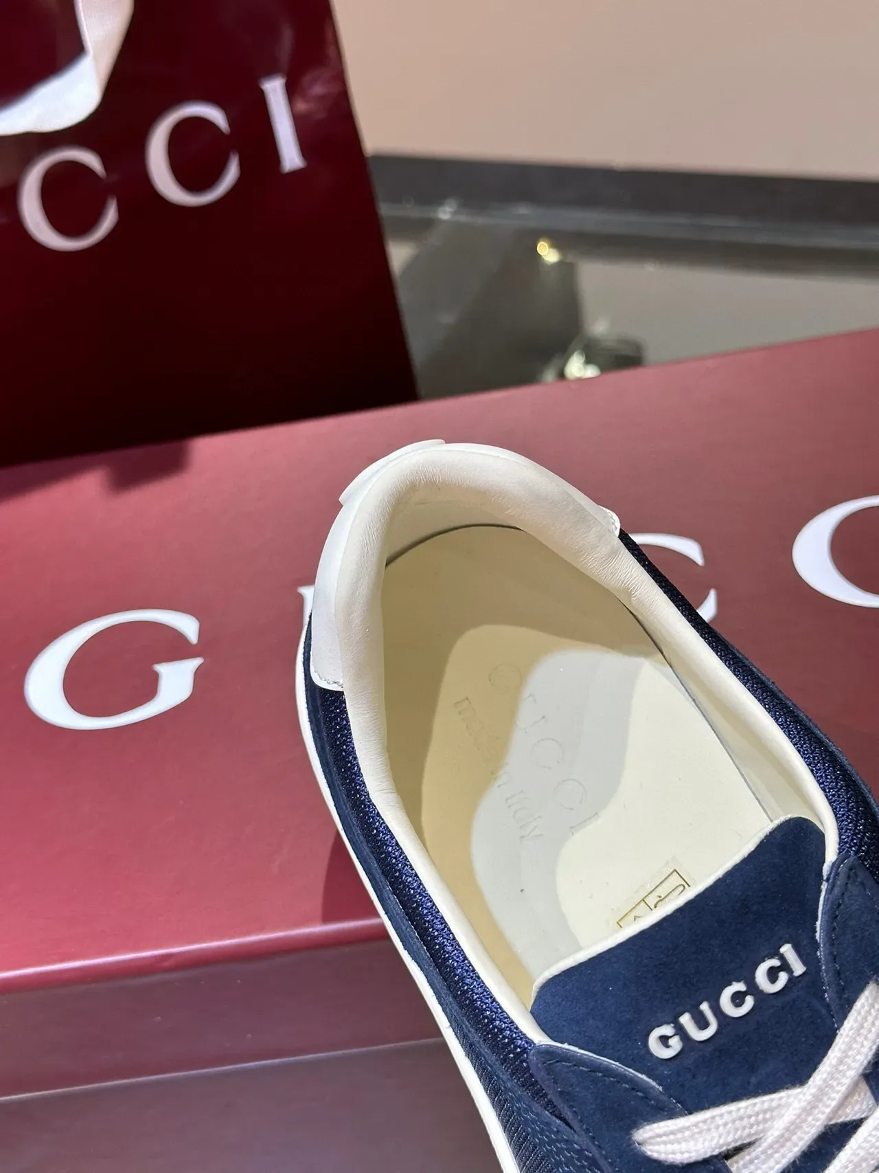 Gucci Screener Navy Blue and White Lifestyle Sneakers 9