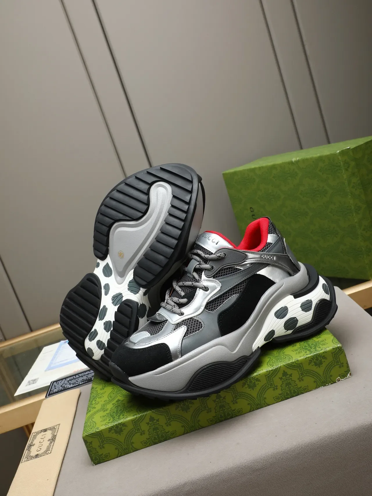 Gucci Screener Polka Dot Chunky Sneakers 4