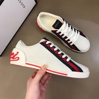 Gucci Screener White Red Navy Web Stripe Lifestyle Sneakers