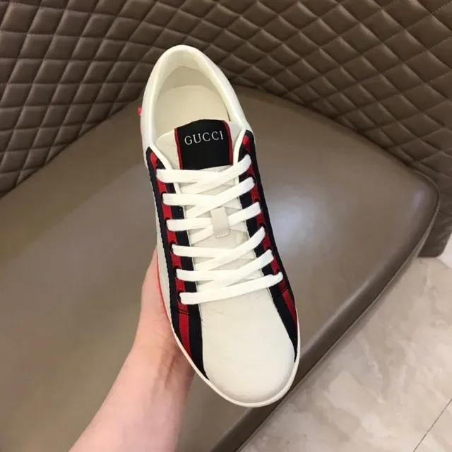 Gucci Screener White Red Navy Web Stripe Lifestyle Sneakers 3