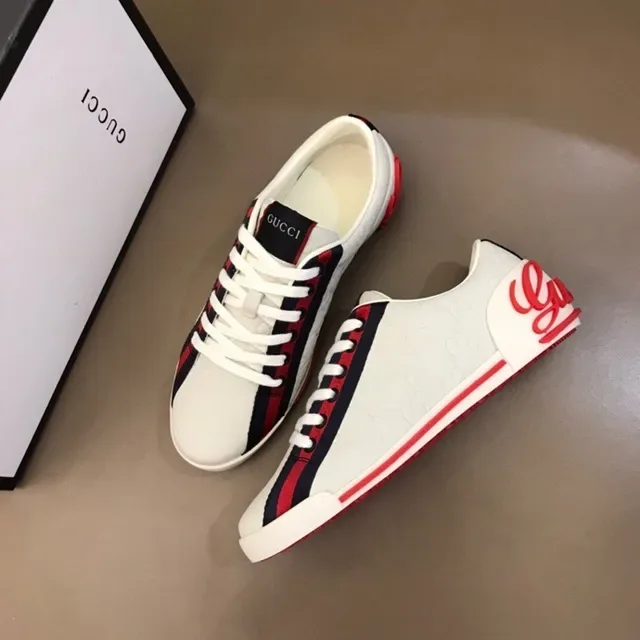 Gucci Screener White Red Navy Web Stripe Lifestyle Sneakers 4