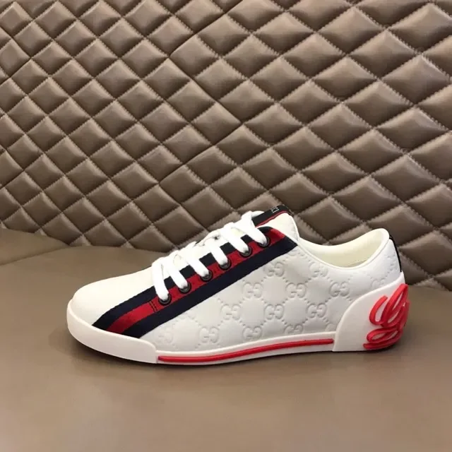 Gucci Screener White Red Navy Web Stripe Lifestyle Sneakers 5