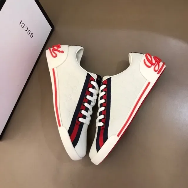 Gucci Screener White Red Navy Web Stripe Lifestyle Sneakers 6