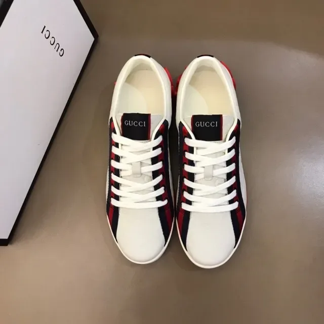 Gucci Screener White Red Navy Web Stripe Lifestyle Sneakers 7
