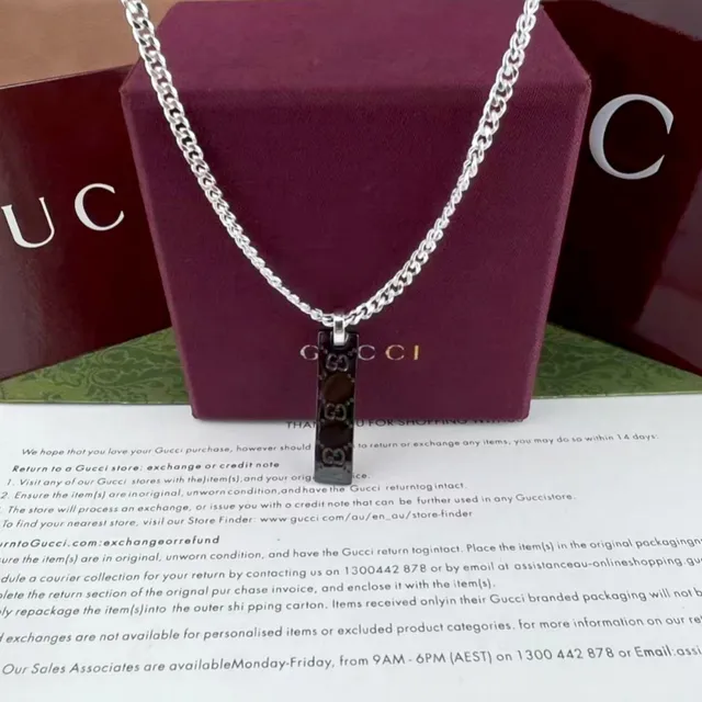 Gucci Silver Black Curb Chain Plaque Bracelet 4