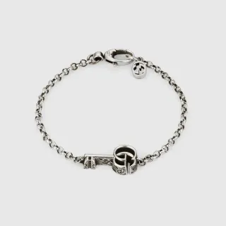 Gucci Silver Chain-Link Key-Shaped Pendant Bracelet