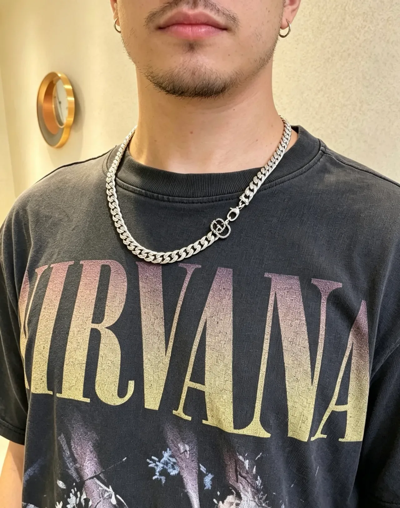 Gucci Silver Green Twisted Curb-Link Chain Double-G-Inspired Toggle Necklace 5