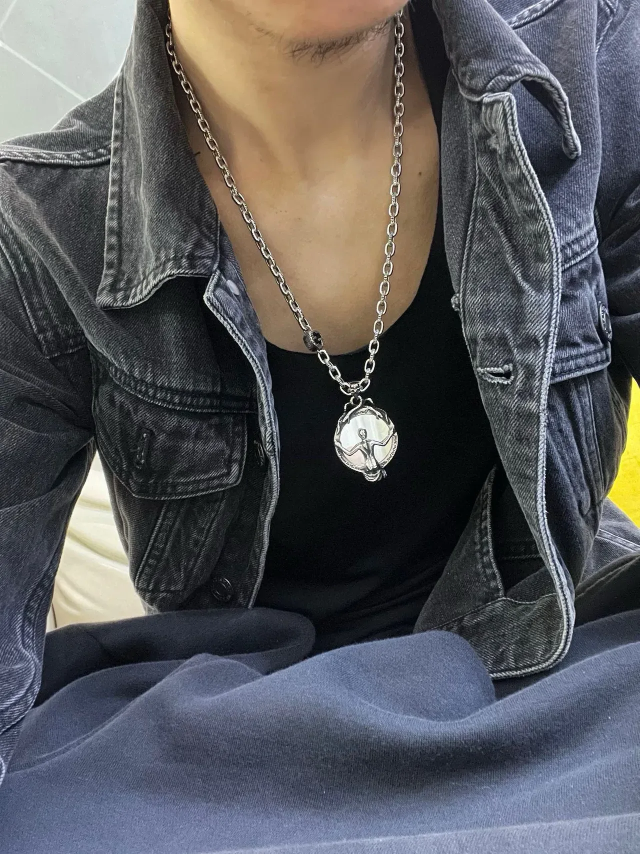 Gucci Silver-Toned Mythological Medallion Skull Chain Necklace 7