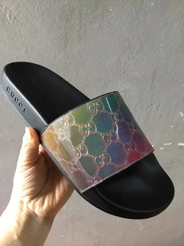 Gucci Slide Iridescent GG Monogram White Slippers 2