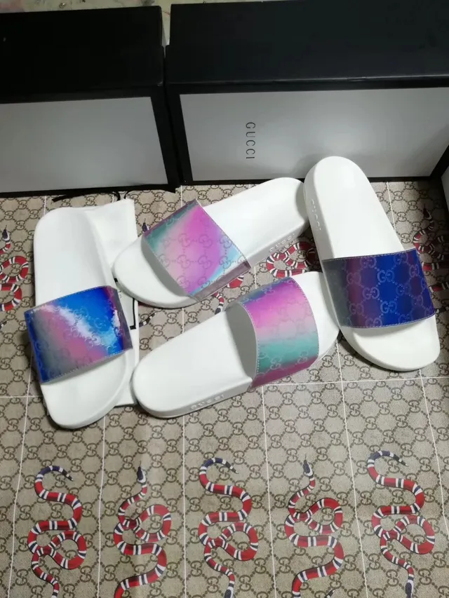 Gucci Slide Iridescent GG Monogram White Slippers 3