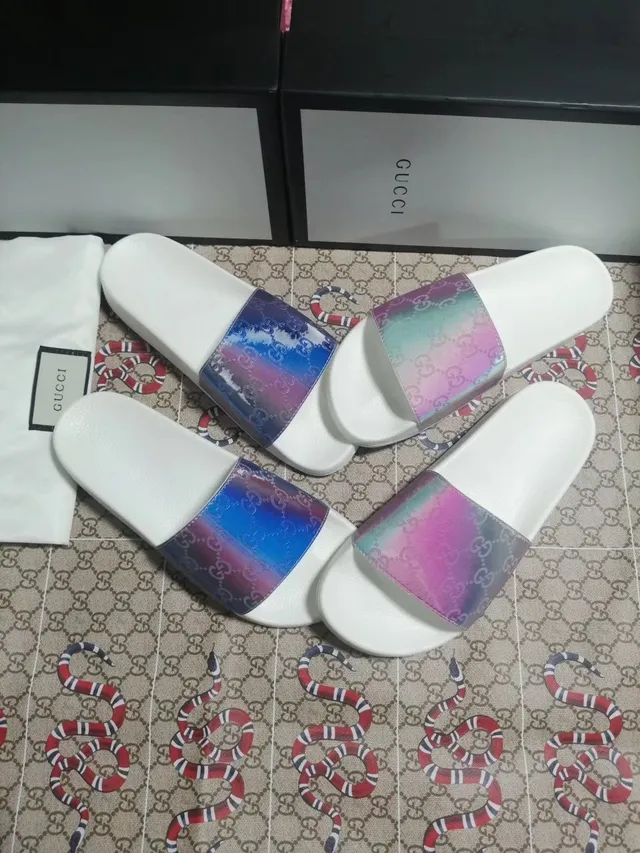 Gucci Slide Iridescent GG Monogram White Slippers 4