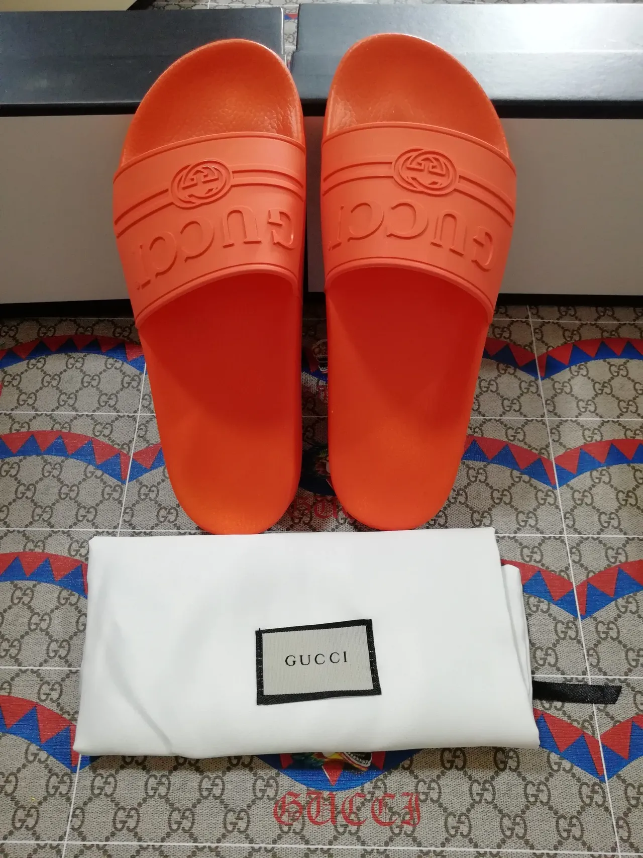 Gucci Slide Orange Molded Rubber Slippers 3