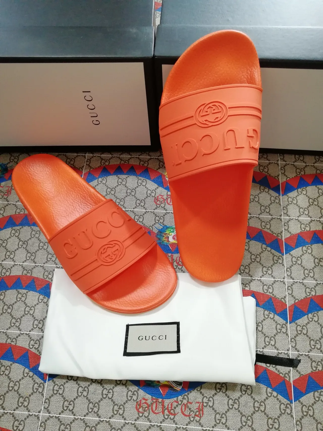 Gucci Slide Orange Molded Rubber Slippers 4