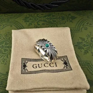 Gucci Sunburst-Engraved Turquoise Cabochon Ring