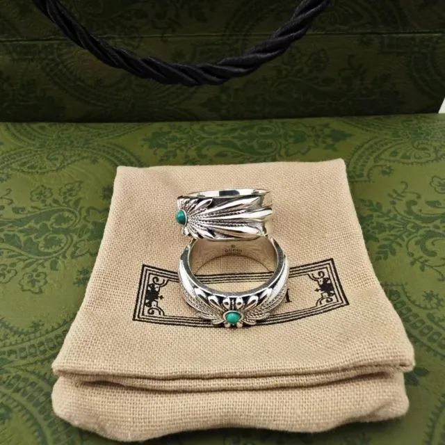 Gucci Sunburst-Engraved Turquoise Cabochon Ring 3