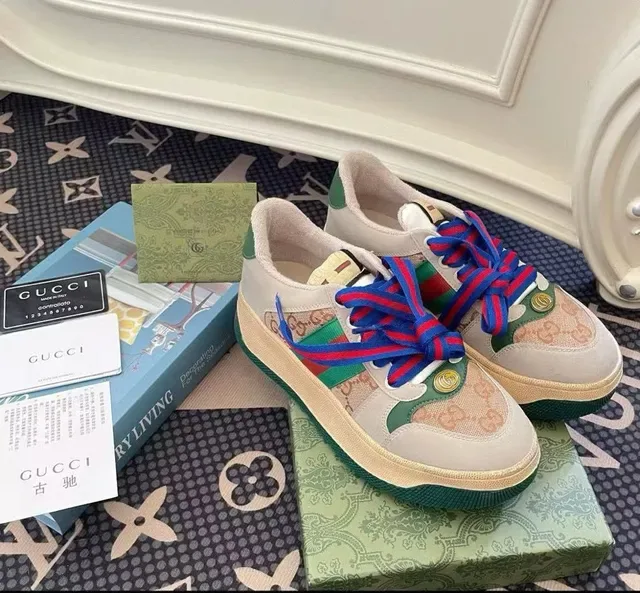 Gucci Tennis 1977 Beige Green Web Stripe Lifestyle Sneakers 3
