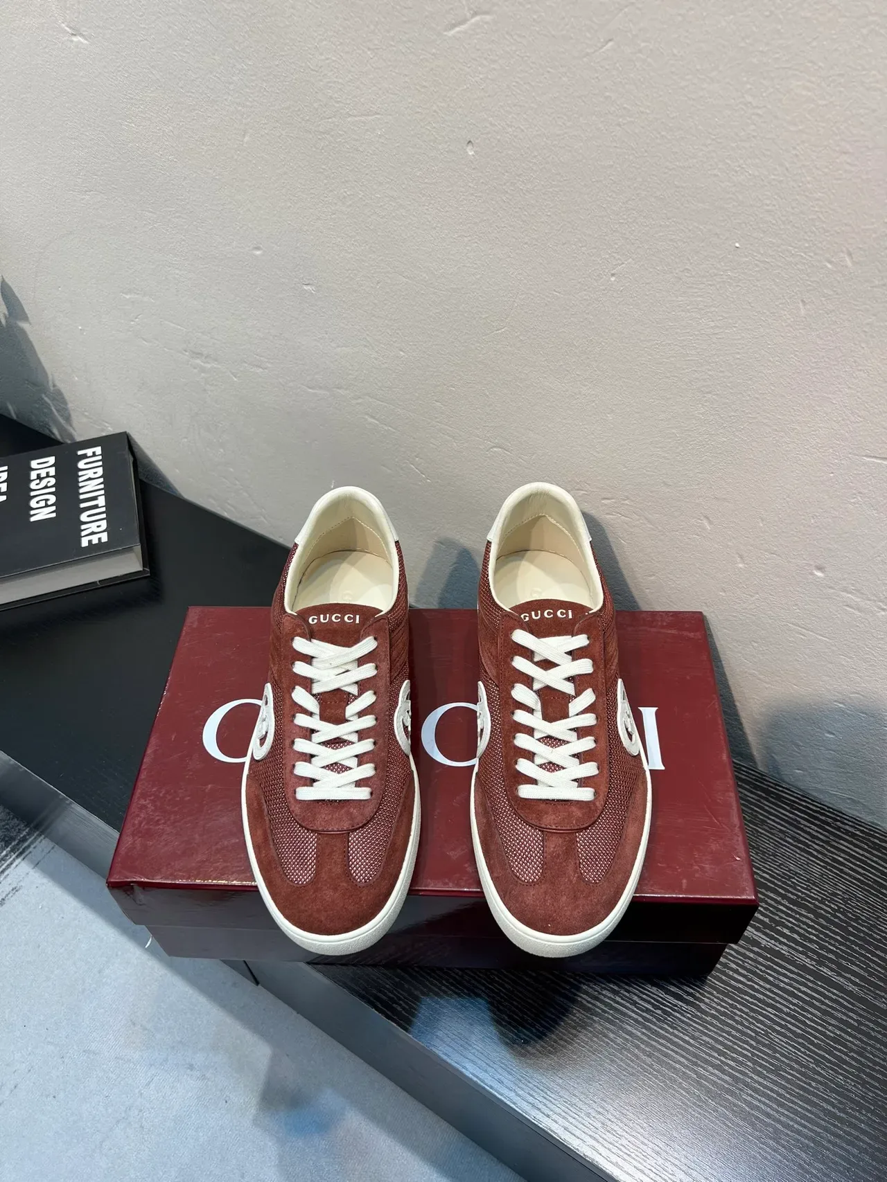 Gucci Tennis 1977 Burgundy Suede and Mesh Lifestyle Sneakers 2