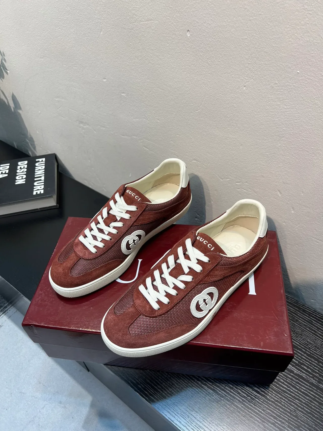 Gucci Tennis 1977 Burgundy Suede and Mesh Lifestyle Sneakers 3