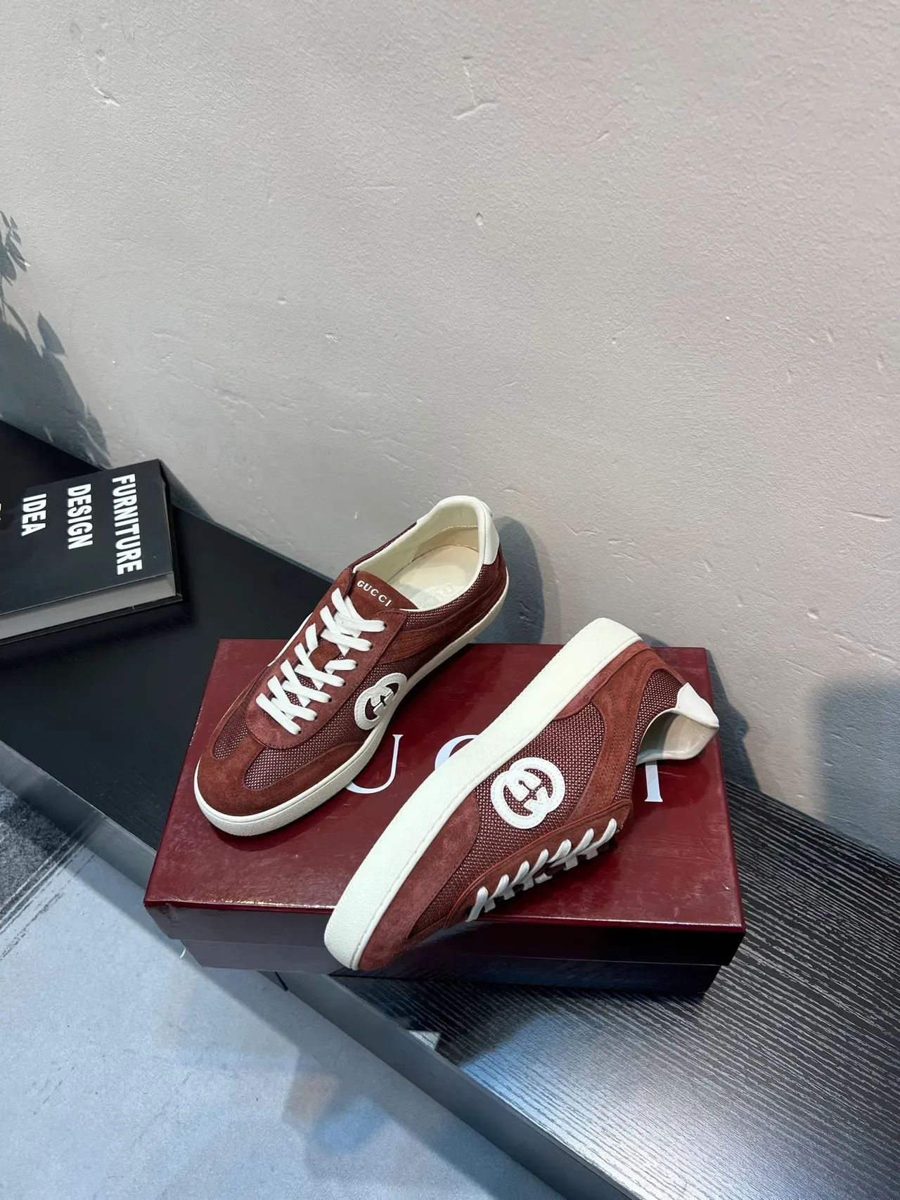 Gucci Tennis 1977 Burgundy Suede and Mesh Lifestyle Sneakers 4