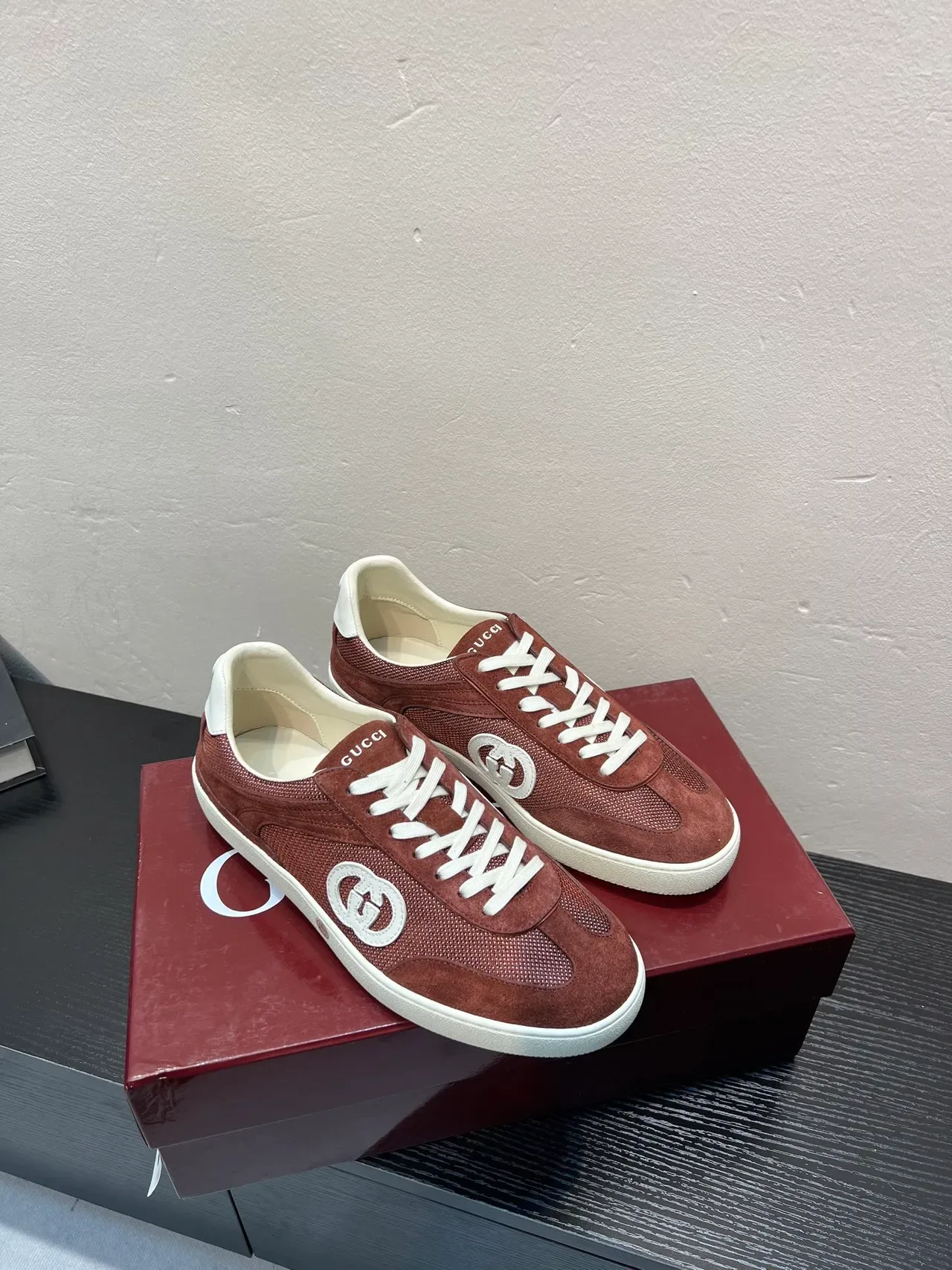 Gucci Tennis 1977 Burgundy Suede and Mesh Lifestyle Sneakers 5