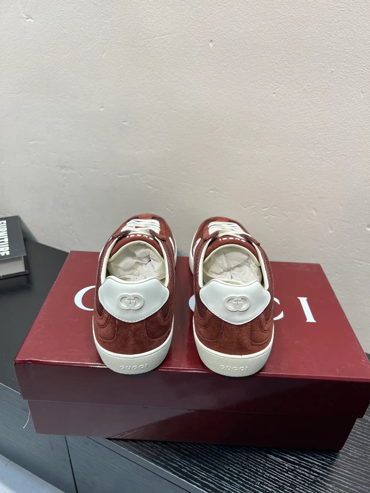 Gucci Tennis 1977 Burgundy Suede and Mesh Lifestyle Sneakers 6