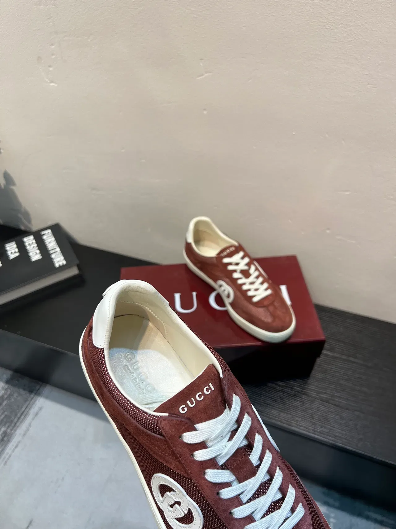 Gucci Tennis 1977 Burgundy Suede and Mesh Lifestyle Sneakers 7