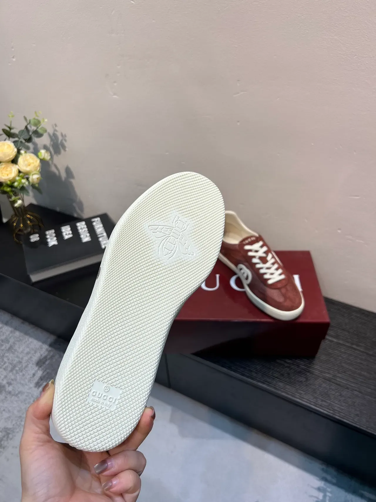 Gucci Tennis 1977 Burgundy Suede and Mesh Lifestyle Sneakers 8