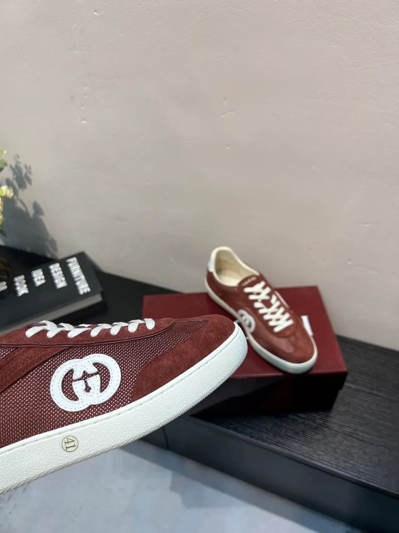 Gucci Tennis 1977 Burgundy Suede and Mesh Lifestyle Sneakers 9