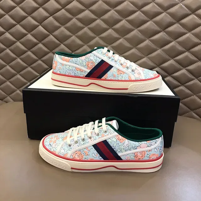 Gucci Tennis 1977 Floral Canvas Rayures Web Sneakers Lifestyle 7