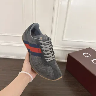 Gucci Tennis 1977 Gray Red Navy Web Stripe Lifestyle Sneakers