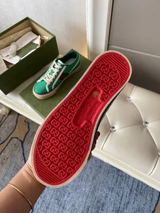 Gucci Tennis 1977 Green Canvas Web Stripe Lifestyle Sneakers 7