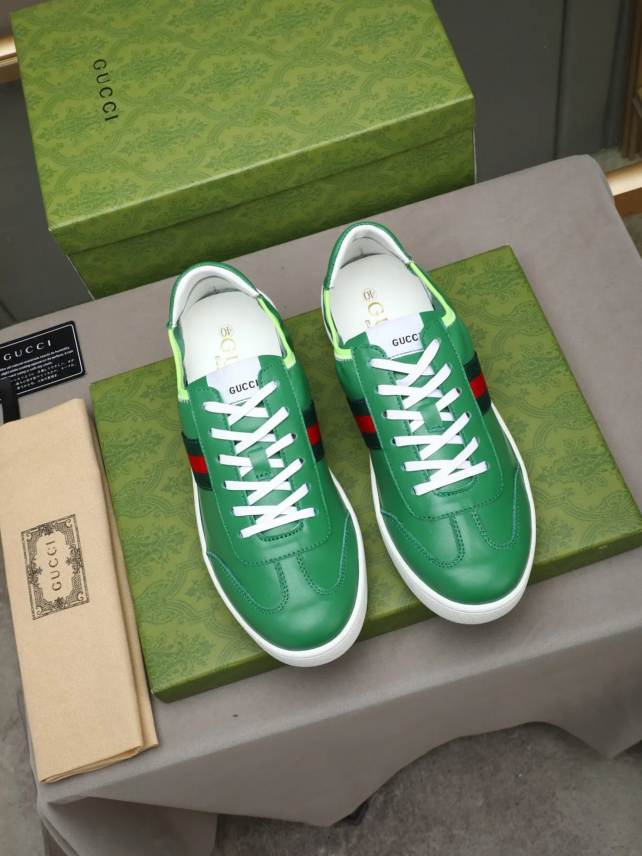 Gucci Tennis 1977 Green Web Stripe Lifestyle Sneakers 2