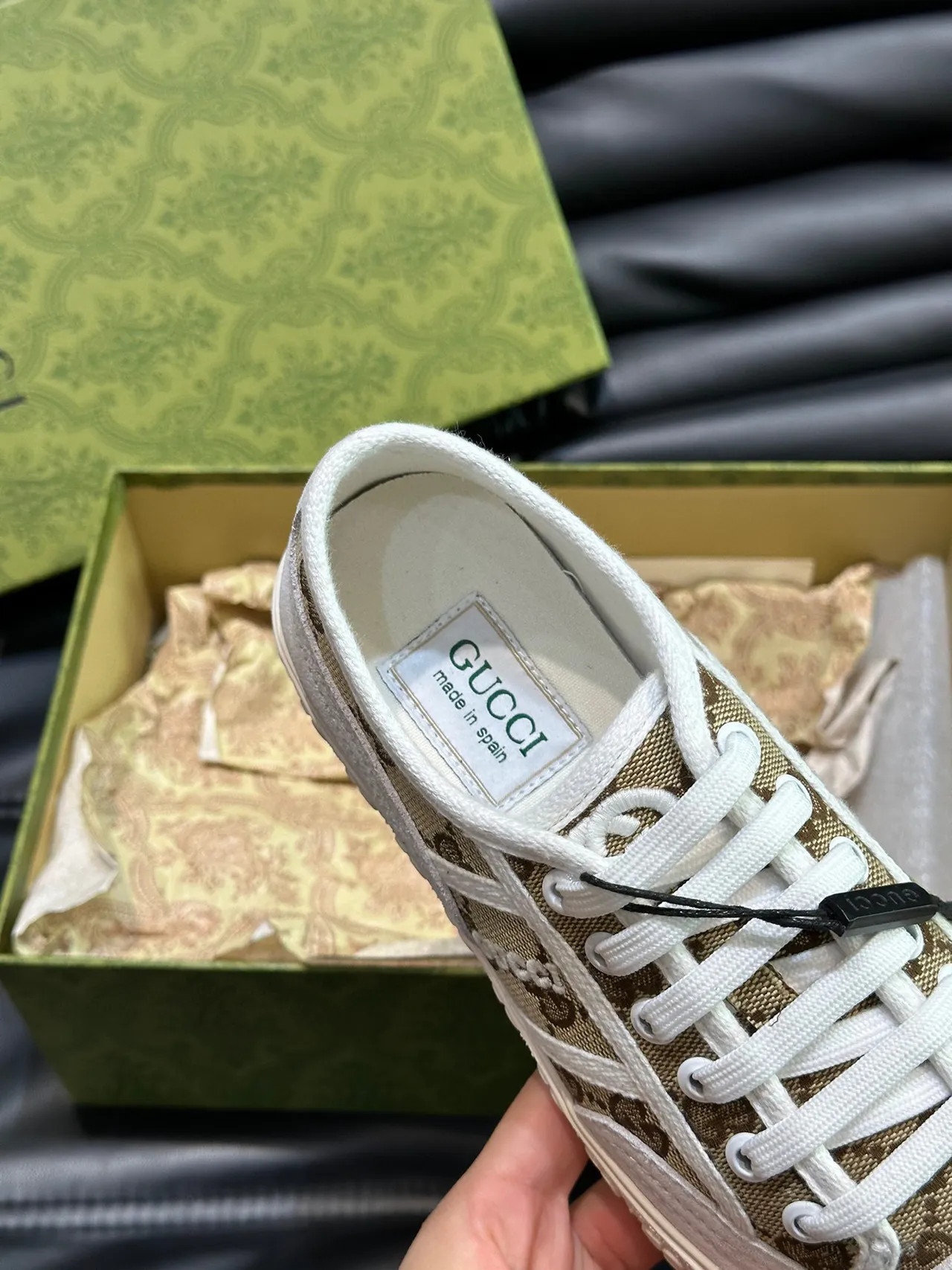 Gucci Tennis 1977 Monogram Canvas White Rubber Toe Cap Lifestyle Sneakers 5