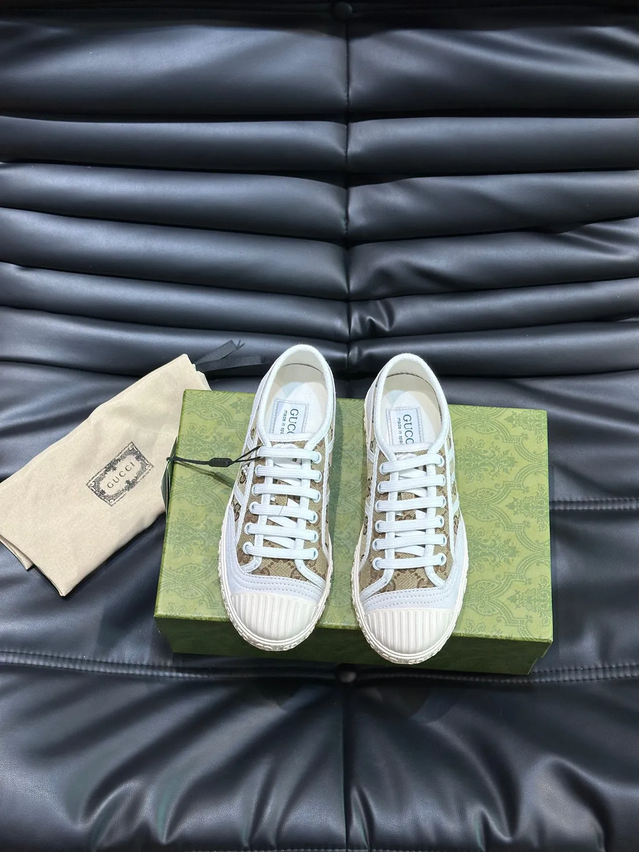 Gucci Tennis 1977 Monogram Canvas White Rubber Toe Cap Lifestyle Sneakers 7