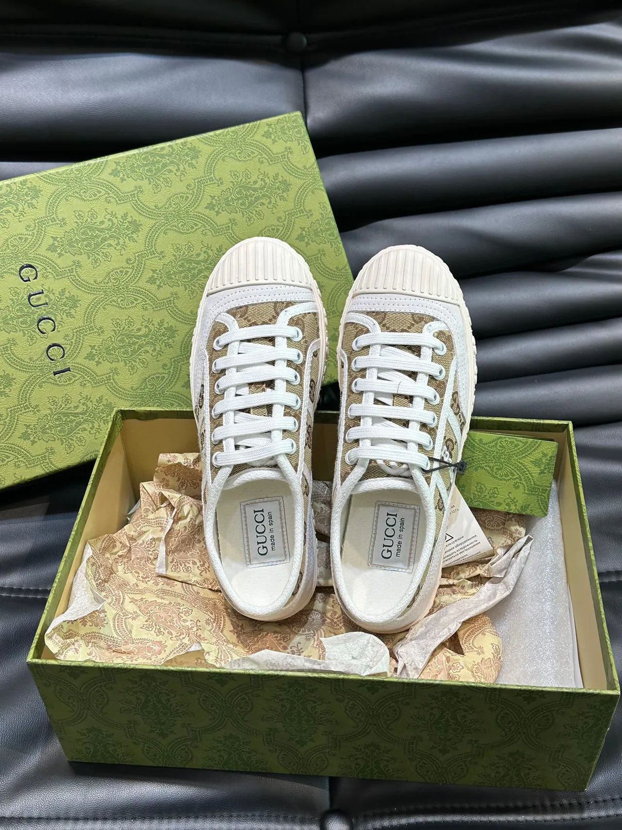 Gucci Tennis 1977 Monogram Canvas White Rubber Toe Cap Lifestyle Sneakers 8