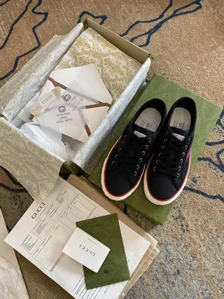 Gucci Tennis 1977 Navy and Red Web Stripe Lifestyle Sneakers 3