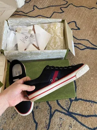 Gucci Tennis 1977 Navy and Red Web Stripe Lifestyle Sneakers 4