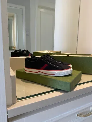 Gucci Tennis 1977 Navy and Red Web Stripe Lifestyle Sneakers 7