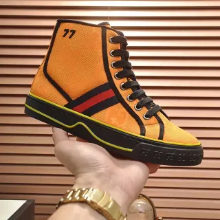 Gucci Tennis 1977 Orange Monogram High-Top Lifestyle Sneakers