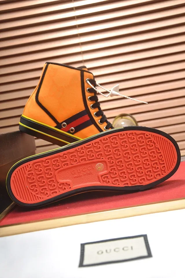 Gucci Tennis 1977 Orange Monogram High-Top Lifestyle Sneakers 4