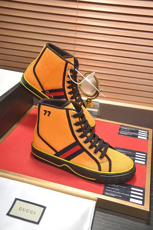 Gucci Tennis 1977 Orange Monogram High-Top Lifestyle Sneakers 6