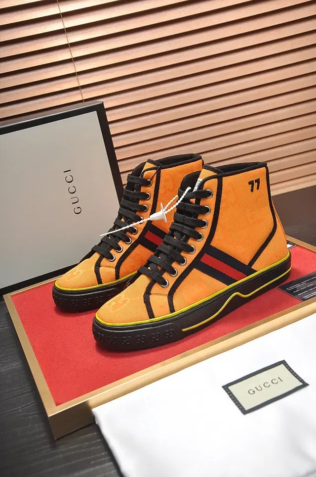 Gucci Tennis 1977 Orange Monogram High-Top Lifestyle Sneakers 7