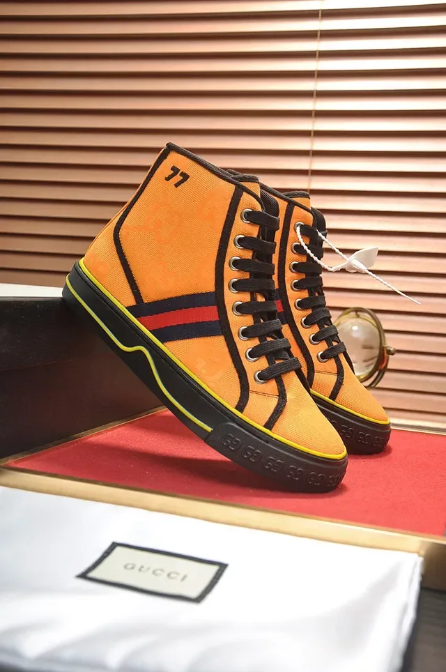 Gucci Tennis 1977 Orange Monogram High-Top Lifestyle Sneakers 8