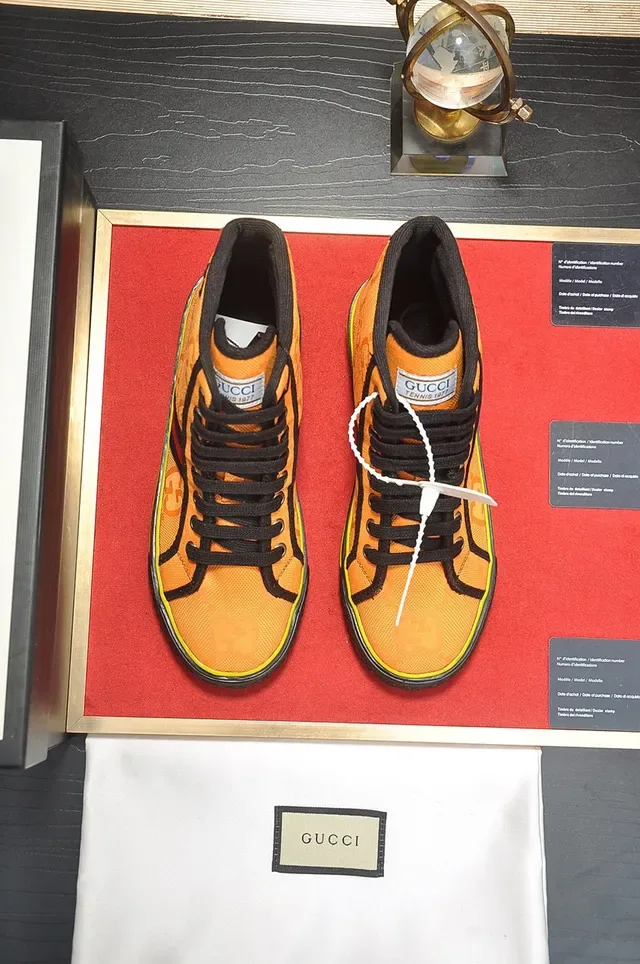 Gucci Tennis 1977 Orange Monogram High-Top Lifestyle Sneakers 9