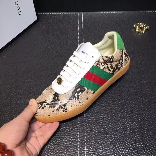 Gucci Tennis 1977 Snake-Print Green-Red Web Lifestyle Sneakers 3