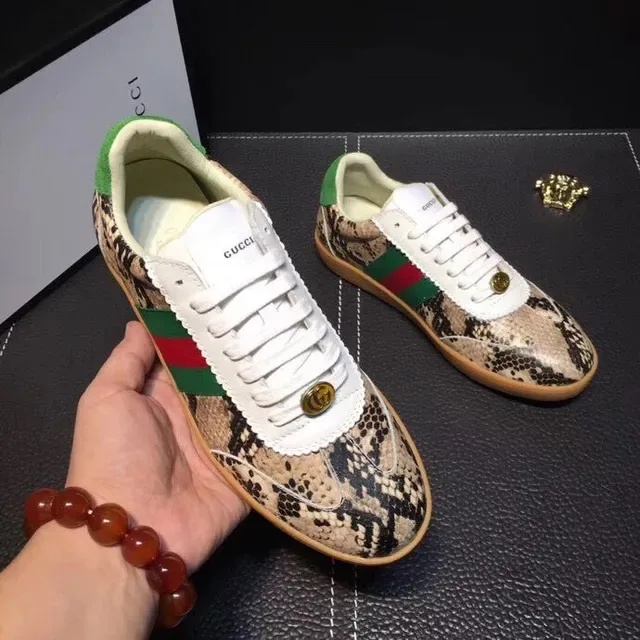 Gucci Tennis 1977 Snake-Print Green-Red Web Lifestyle Sneakers 4