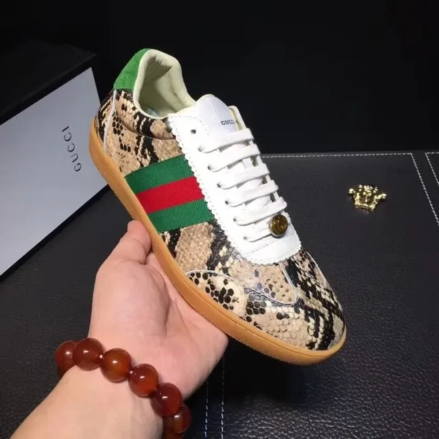Gucci Tennis 1977 Snake-Print Green-Red Web Lifestyle Sneakers 9
