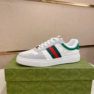 Gucci Tennis 1977 White and Gray Web Stripe Lifestyle Sneakers